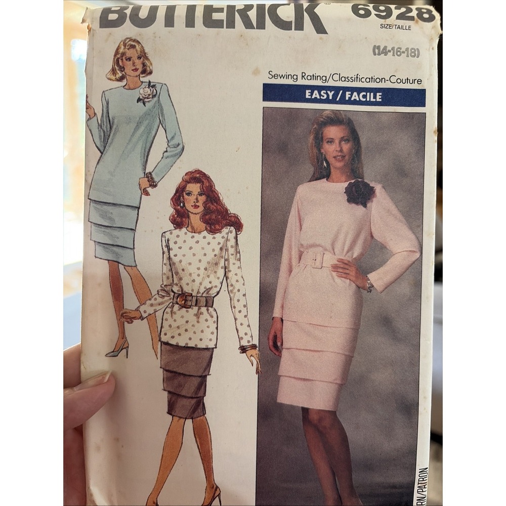 Butterick 6928 Vintage 80s Sewing Pattern Misses Top Tiered Skirt Size 14-18 UC